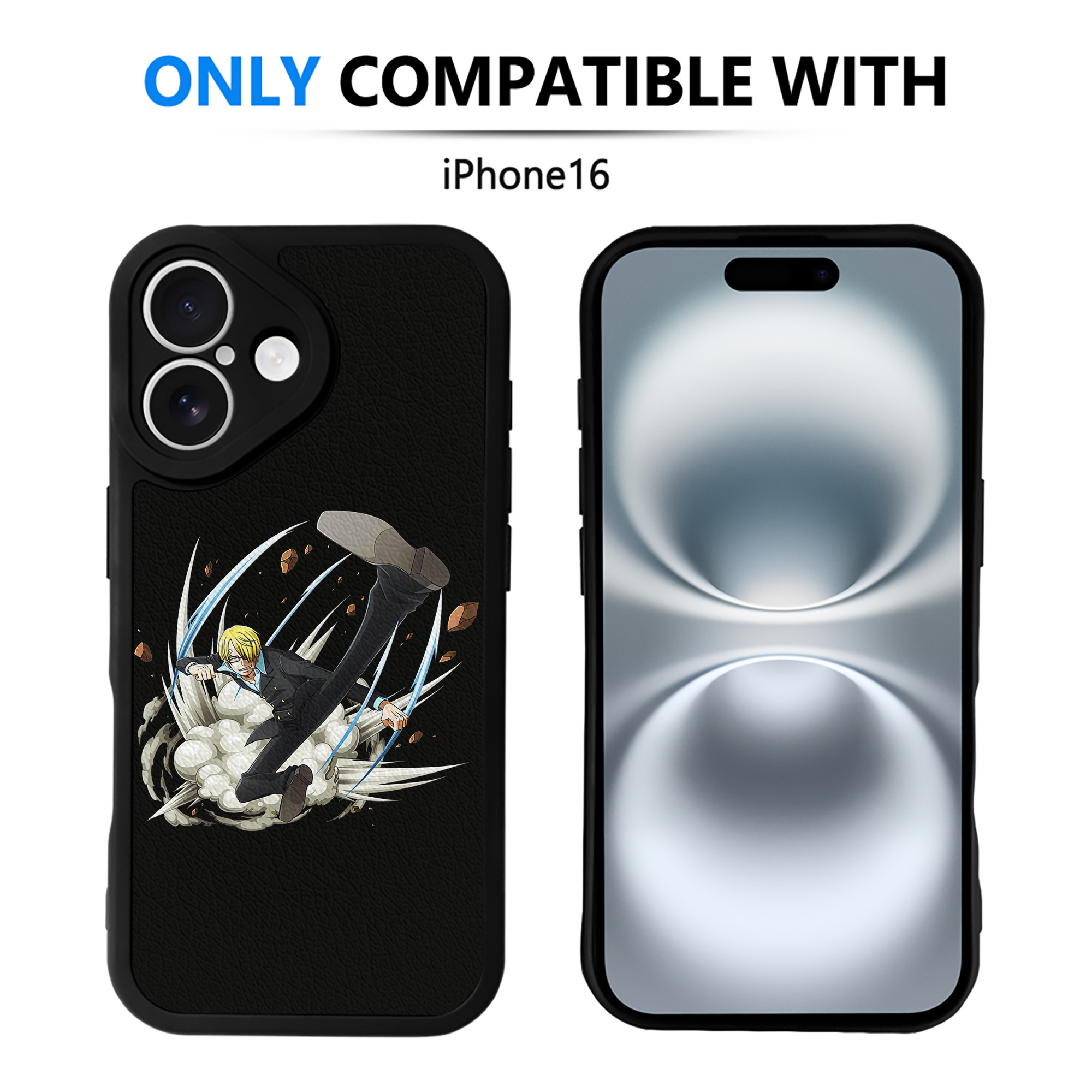 （画像用） ワンピース サンジ ONE PIECE Sanji 【iPhone 16シリーズ対応】シリコンスマホケース（レザー調） 材質：シリコン